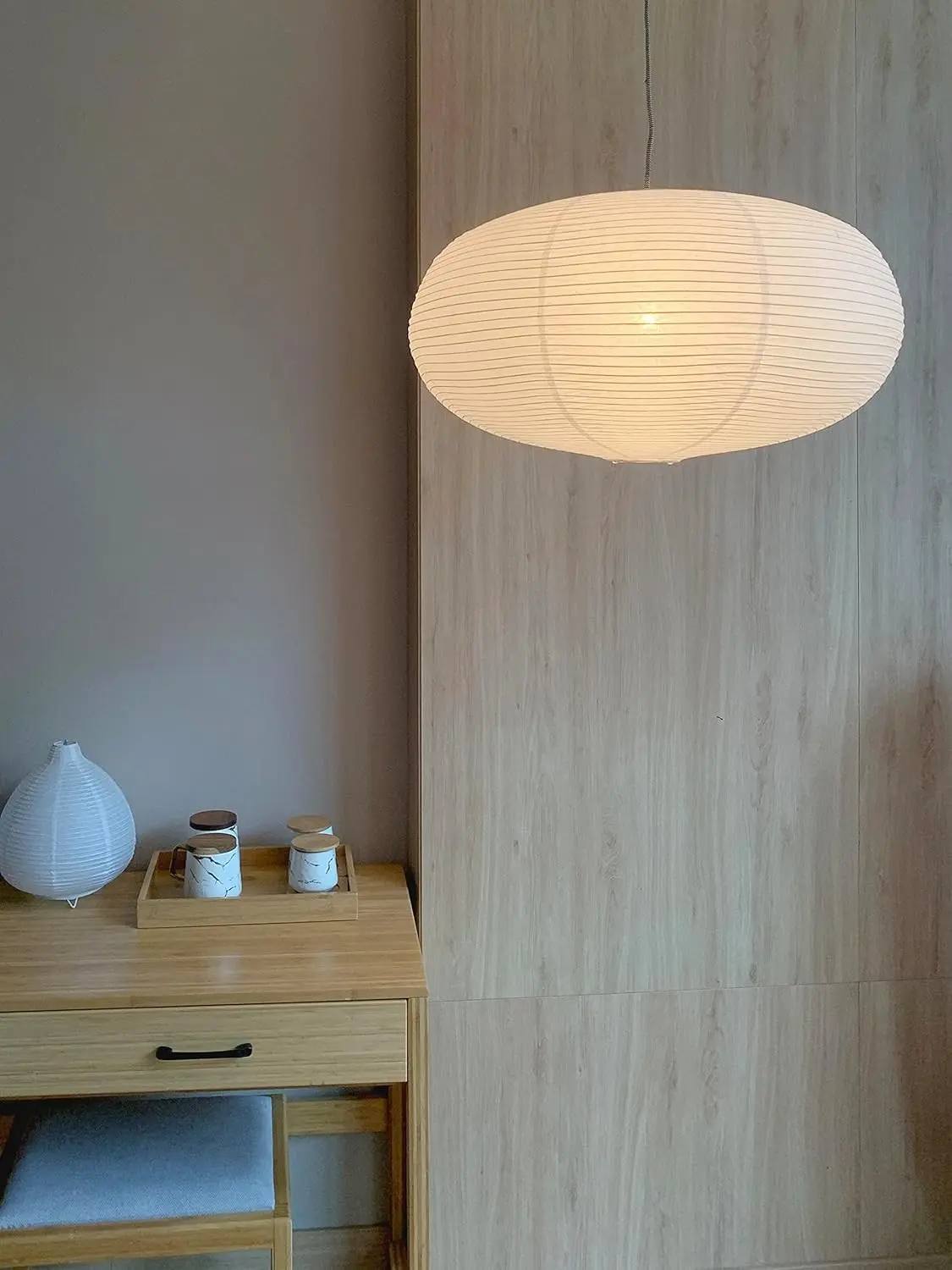 large White Oblate Pendant Lamp Shade 55.5cm(21.85in) Chinses lantern Home Decor Paper Ceiling Lampshade