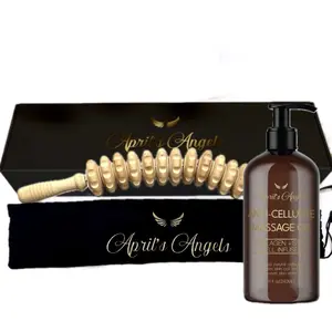 April's Angels Anti-Cellulite Massage Oil 500g & Therapeutic Wood Massage Roller 250ml - Hydration, Nourishment, and Relaxation for Body Care Smooth Radiant