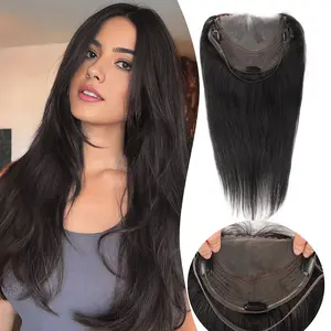 Human Hair Toppers for Women 14 inch Real Hair Topper Natural Breathable Invisible Hair Piece for Daily Party Use