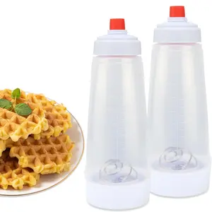 2-Pack Pancake Batter Mixer and Dispenser – 1000ml Silicone Squeeze Bottle with Whisk Ball, Stand Base & Leak-Proof Design for Crepes, Waffles, Muffins & Cupcakes – Durable, Reusable & Easy to Clean Kitchen Cooking Container Kitchen Gadgets