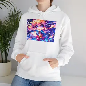 Colorful Fantasy Art Hoodie, Cute Anime Sweatshirt, Cozy Pullover, Gift for Anime Fans, Stylish Statement Piece fitted hoodies Casual Comfort Cotton Fabric hoodie