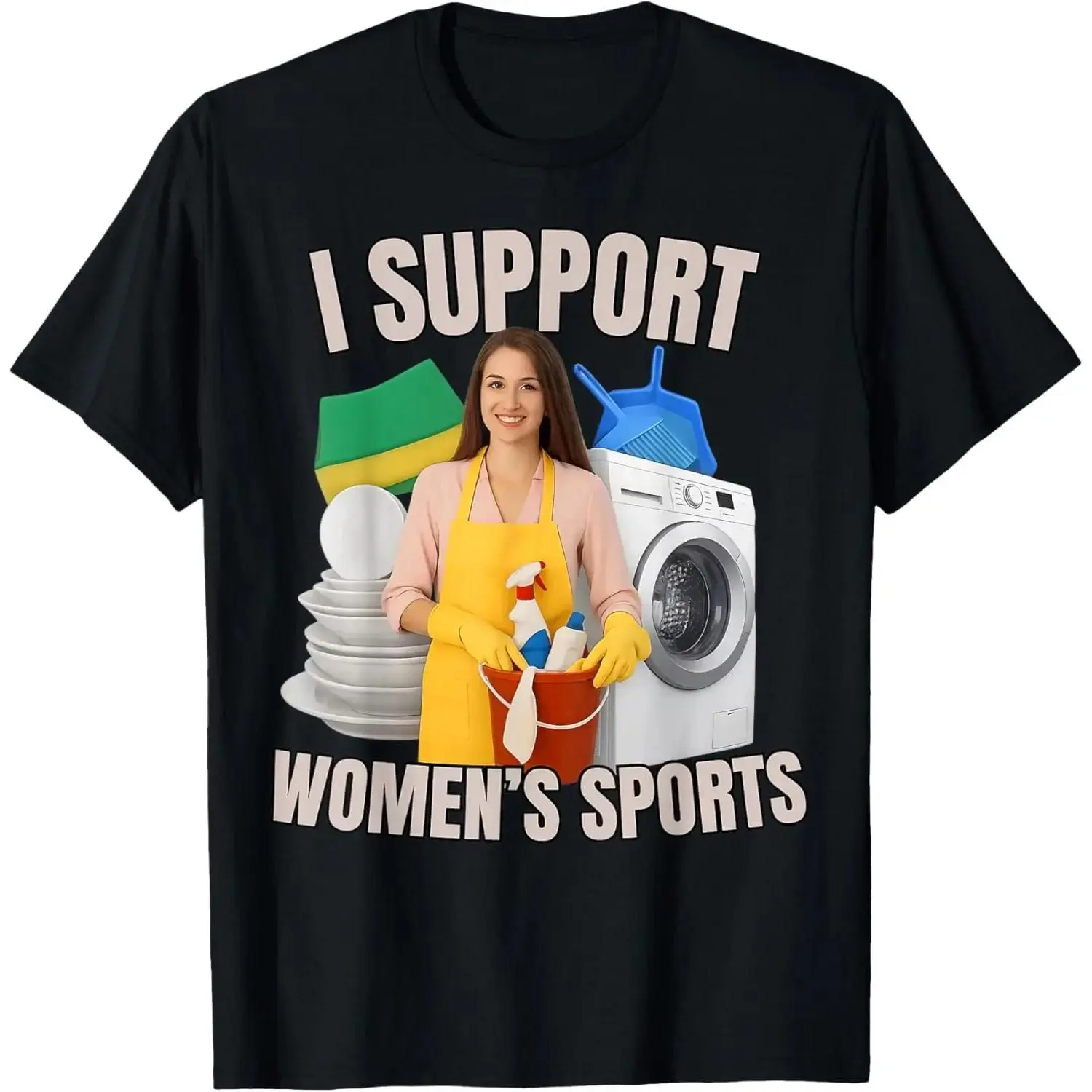 100% Cotton "I Support Women's Sports" Bootleg Graphic T-Shirt - Menswear, Short-Sleeve Crew Neck, Classic, Simple, Soft Fits, Stylish Prints, Funny Adult Humor, Summer Casual Sports Top Gift Idea for Men