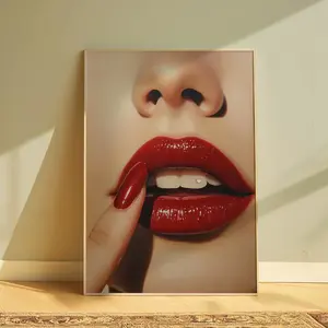 Room Decor, Luxury Wall Decor Red Lips Print for Girls Room Aesthetic Woman Wall Print Trendy Unframed Printing Retro Wall Decor Feminine Poster Art – 5 Size, 8x12 to 27x40 inch