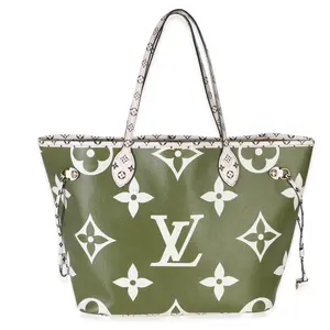 Pre-owned Louis Vuitton canvas Tote Bags NY153926 Kaki Monogram Giant Neverfull MM