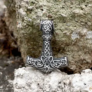 GTHIC Stainless Steel Norse Mjolnir Viking Pendant For Men Daily Wear Birthday Gift