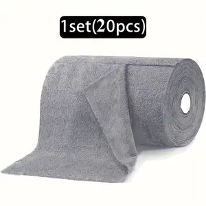 1 roll of 20 reusable microfiber towels, hand torn cleaning towels, washable microfiber, used for car soft cleaning cloth, multi-purpose absorbent cleaning, cleaning supplies, cleaning tools Nature Grey