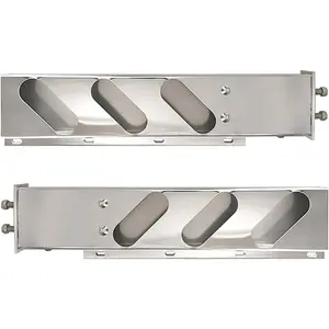 2PCS Stainless Steel Mud Flap Hanger Heavy Duty - 2 1/2" Bolt Spacing, with 4" Light Cutouts, Spring Loaded Mud Flap Rear Bar for Semi Trucks, Lights NOT Included, Pack of 1 Pair