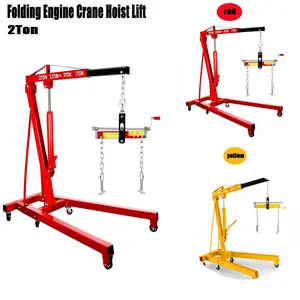 4400 LBS Engine Hoist with Leveler, 2 Ton Cherry Picker Engine Hoist, Folding Engine Shop Crane Hoist Lift,tools 8 Ton Hydraulic Pump, Cherry Picker Shop Crane with 6 Casters for Engine Lifting Loading