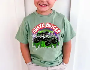 Grave digger shirt, toddler boy clothing, monster jam tshirt, sparkle smash shirt, monster jam clothes, gift, Youth clothing Casual Graphic Apparel, Everyday Wear, Trendy Style, For son and daughter, matching family Outfit, Holiday Clothing