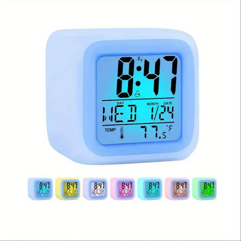 Modern Multifunctional Alarm Clock – [Ultra Silent & Luminous Display] with Temperature & Date – Ideal for Minimalist Home Décor & Green Living Digital Clock with Temperature Battery Operated Clock