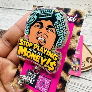 Playing with Money  Hospital ID Healthcare Worker Lab Nurse Xray Pharmacy Reg  Glitter Acrylic Badge Clip Nurse Badge Reel