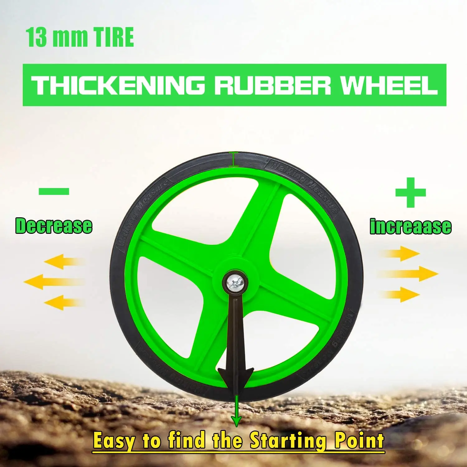 Wheel, Green 6Inch Measure Wheel, Distance Measuring, Rolling Measurement, Key to Reset, Include Carrying Bag.