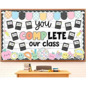 Composition Notebook Bulletin Board Decoration Set Welcome Classroom Decoration You Complete Our Class Bulletin Board Pastel Notebook Pencil Cutouts for School Classroom Chalkboard Wall Decor Supplies