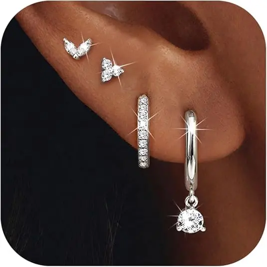 SL-CZ Stud-Leaf Stud-CZ Hoop+Dangle CZ