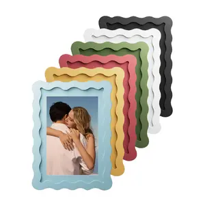 Wave Shape Picture Frame for Wall & Desktop Decor, Artistic Creative Home Ornament, Multicolor Wave Design, 4 Sizes Available