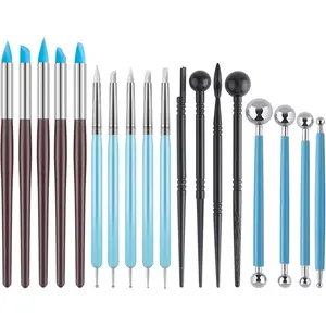 18PCS Silicone Clay Sculpting Tools, Silicone Painting Brushes Kit, Clay Shaper Tool for Nail Art, Dotting, Shaping, Modeling, Air Dry Clay, Pottery, Ceramics, Polymer Clay Crafts Supplies