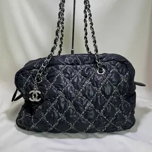 Pre-owned CHANEL Vintage Coco Cocoon Black Nylon Tote Shoulder Bag