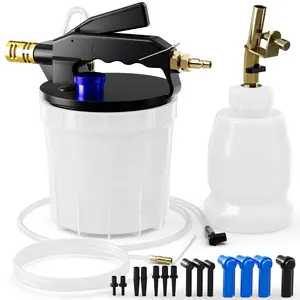 MKING Vacuum Brake Bleeder Kit with 2L Brake Fluid Extractor 1L Refilling Bottle and Adapters, One Person Pneumatic Bleeder Tool