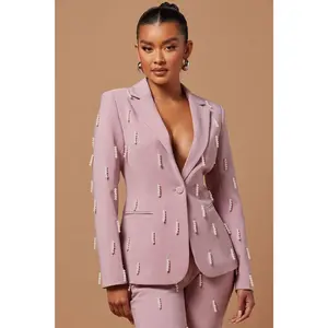 Bella Embellished Blazer - Mauve