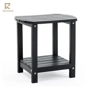 RIMIKING Outdoor Side Table with Lower Shelf, Weatherproof Patio End Table, Fade-Resistant, Easy to Clean, 7 Colors