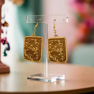 Necronomicon Book Dangle Earrings: Laser Cut Wood, Fantasy Jewelry