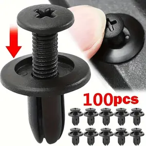 8mm durable plastic rivet fasteners - Quick installation screws for car bumpers and mudguard clamps - universal for Ford Focus, Kia, Nissan, Yamaha - stylish black body repair solution - Automotive Accessories