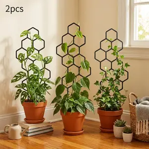 2-Piece Set 14.96x 5.91inch Honeycomb Plant Climbing Supports, Rust-Proof Design, Suitable For Potted Vines And Flowers, Space-Saving Indoor And Outdoor Garden Supports