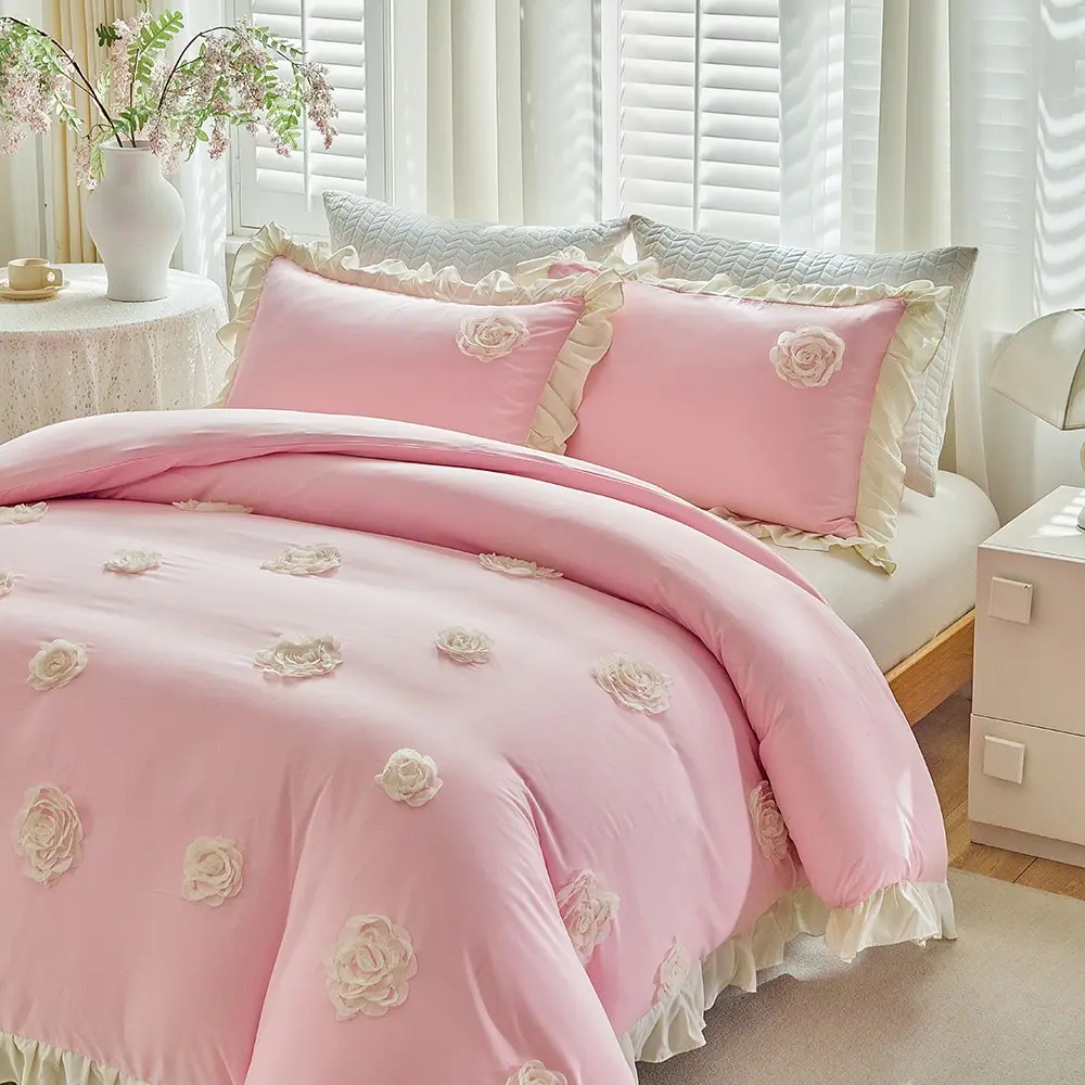 Elegant Floral Embroidered Decorative Bedding Set, Includes 1 Fitted Sheet and 1/2 Pillowcases, Luxurious Soft Comfortable Bedroom Decor, Bed Sheets Set, Bedsheet Sets, Bedset