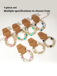 Faux Pearl Decorated Bracelet, Bracelet With Charms, Mix Bracelets, Fashionable Jewelry for Women & Girls, Trendy All-match & Exquisite Jewelry for Birthday Gift