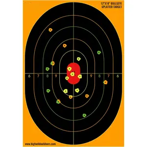 Bullseye Splatter Paper Targets - Splash Effect of Multiple Colors - 12x18 Inch