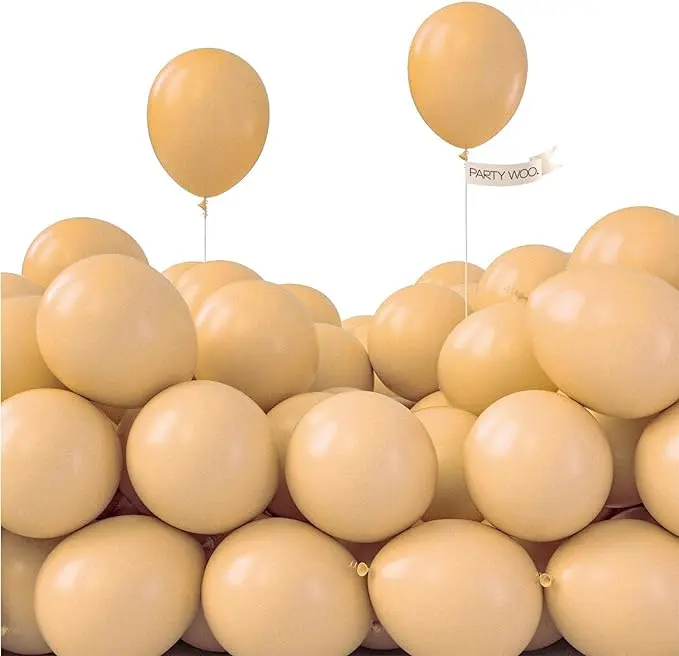 PartyWoo 100pcs 5in Round Rubber Nude Apricot Brown Latex Balloon Arch, Decorative Birthday Theme Festive Supplies for Jungle Safari Boy Baby Shower (Brown-Y103), Decorative Balloons Balloons
