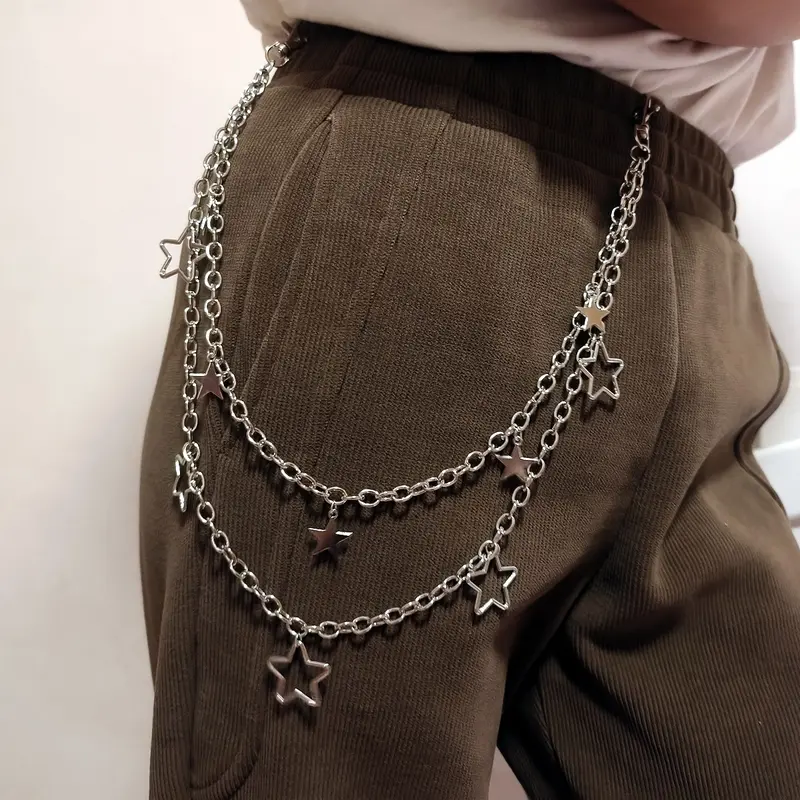 【JOYCE DESIGN】New style metal hollow five-pointed star waist chain pants chain unisex all-match retro body chain
