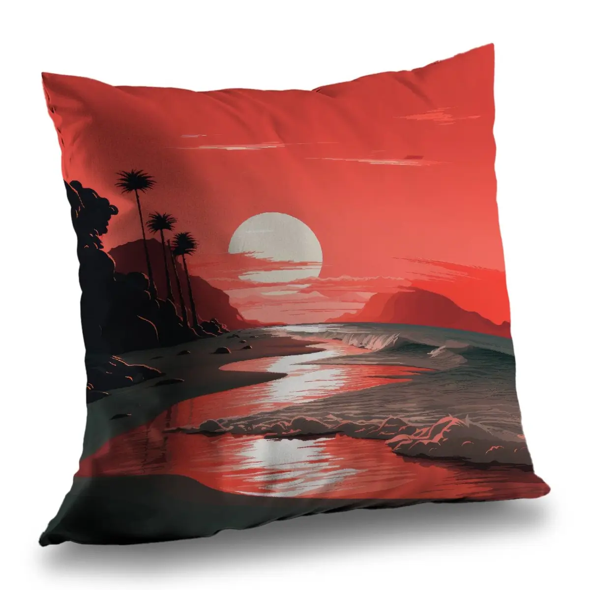 MWW C1PT1616Y7XMXS 16x16 in. Blood Sun Coral Polyester Twill Throw Pillow Insert - Bohemian, Bright-Colored, Coral, Decorative Standard Pillows for Home Decor, Bohemian Standard Pillows