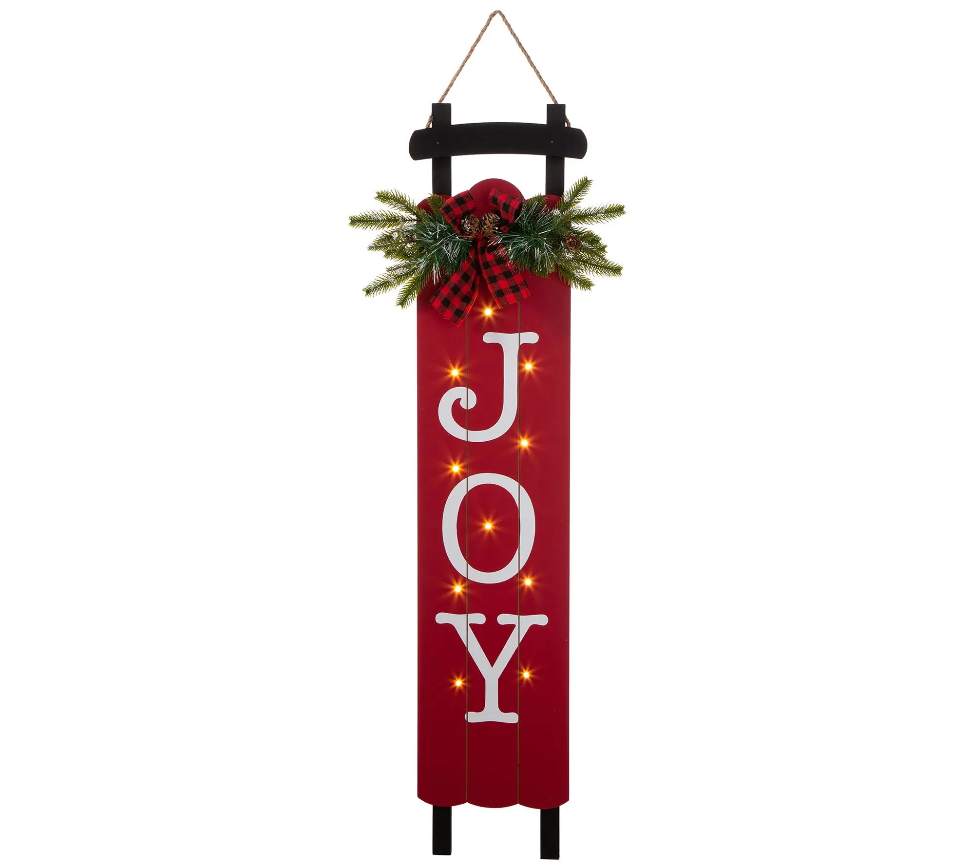 Glitzhome LED Lighted Wooden Sleigh JOY Christms Porch Sign Glitzhome LED Lighted Wooden Sleigh JOY Christms Porch Sign