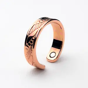 100% Pure Copper Magnetic Therapy Ring, Adjustable Copper Ring for Men & Women, Handmade Copper Jewelry