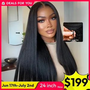 【Zero Slip】UNice All Day Secure Glueless Yaki Straight Wig Pre-cut 7x5 HD Lace Closure Human Hair Wigs with Drawstring Narural Hairline Beginners Friendly Put On and Go summer wig