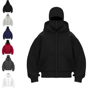Balaclava Hoodie with Built-In Zipper Hoodies Windproof Men Fall Outfits Plus Size Fall Outfits 2025 2000s Outfits Streetwear Athletic Autumn Winter Sweatshirt