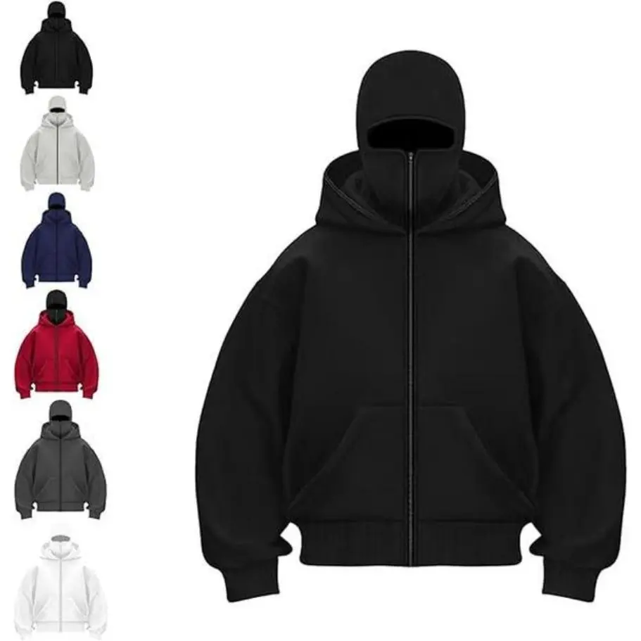 Balaclava Hoodie with Built-In Zipper Hoodies Windproof Men Fall Outfits Plus Size Fall Outfits 2025 2000s Outfits Streetwear Athletic Autumn Winter Sweatshirt