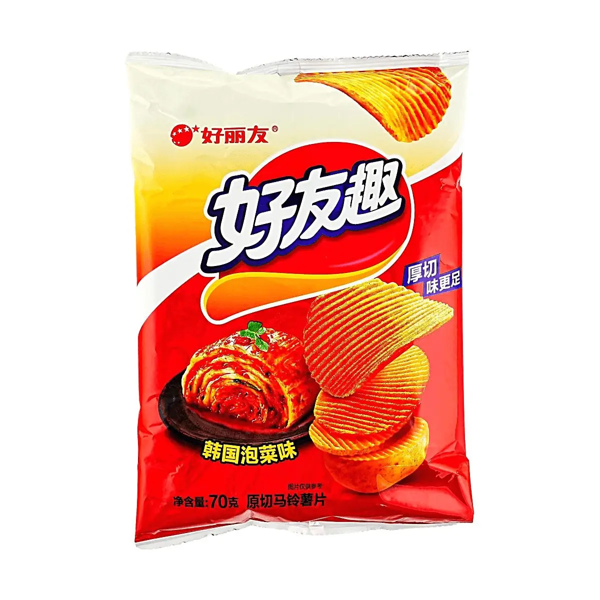 ORION Korean Kimchi Flavor Thick Cut Potato Chips 70g - Savory Korean Snack ORION Korean Kimchi Flavor Thick Cut Potato Chips 70g - Savory Korean Snack