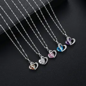 Colorful Crystal Heart Necklace, Beauiful Pendant Necklace, Great Gift for Wife, Girlfriend, Mom, Birthday, Anniversary, Christmas, Valentines Day