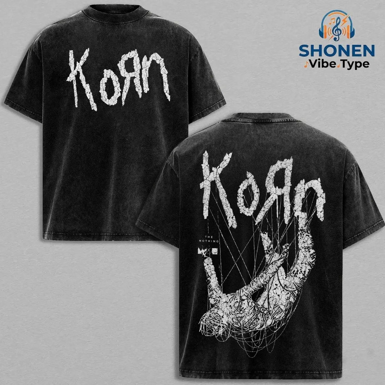 Korn The Nothing Vintage Acid Wash Tee & Hoodie, Oversized Heavyweight Pullover Sweatshirt, Nu Metal Band Merch, Streetwear for Men, Heavy Metal Y2K Graphic, Gift For Fan 9CR