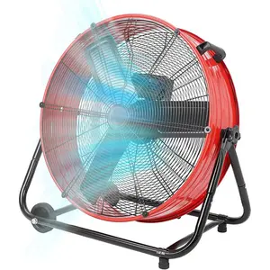 High Speed 8800 CFM Industrial Drum Floor Fan – 24 Inch Heavy Duty Metal – 3 Speeds – 360° Tilt – Portable with Handle & Casters – Ideal for Garage, Warehouse, Workshop