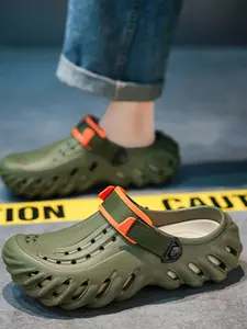 New Outdoor Sports Men's Hole Shoes Couple Beach Slippers Slide Thick Sole Anti-Slip Breathable Camping Sandals Fashion Trendy Slip-On Footwear