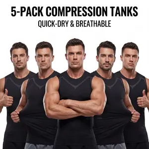 5-Pack Compression Tanks Quick-Dry & Breathable Menswear Top for Men