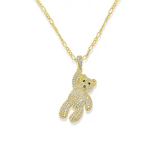 Nova Rose Pave "Twinkle Bear" Pendant - Gold Chain with Bear Design and Sparkling Accents