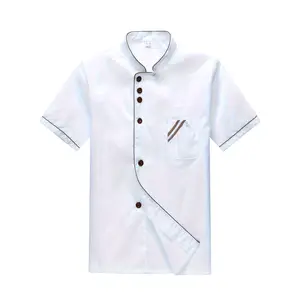 Men's Summer Chef Jacket, 100% Polyester Breathable Work Top, Regular Fit, Collared Neck - for Restaurant, Baking, Kitchen233