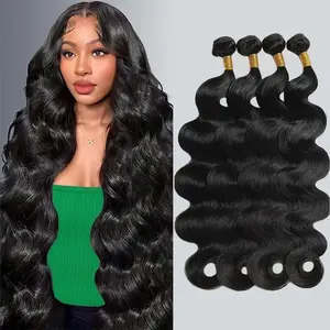 ZGWG Body Wave Bundles Human Hair Soft 100% Brazilian Human Hair Bundles 12A Hair extension Long Natural Black Color For Women