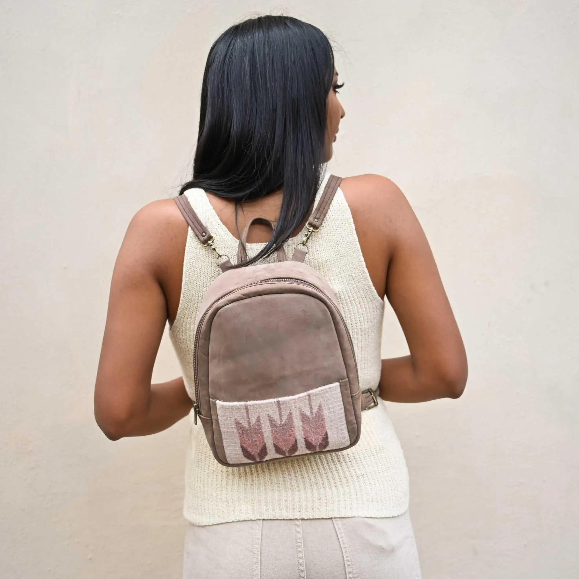 Raiz Mini Backpack, Pink Mini Backpack, Small Backpack, Southwest Style Backpack, Leather Backpack