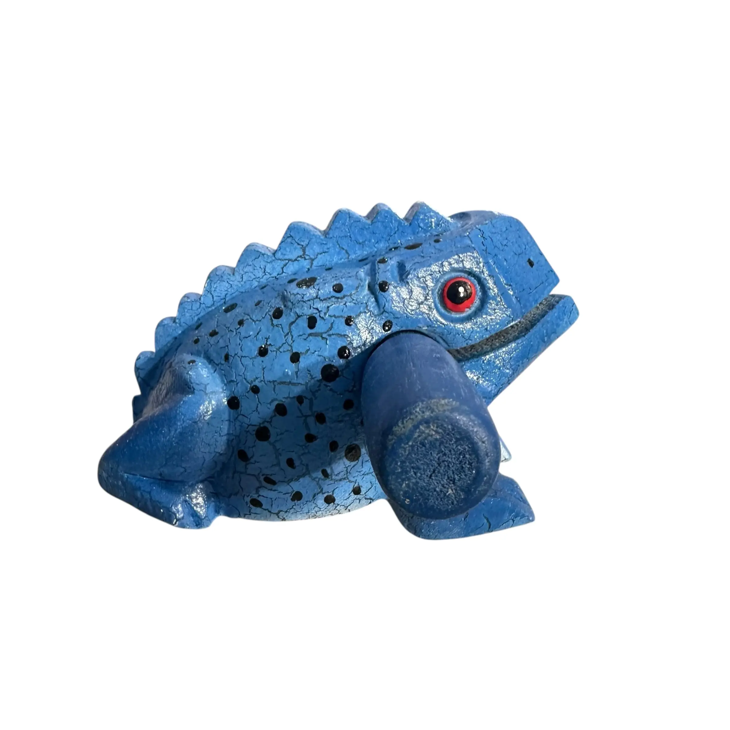 4" Wooden Frog Percussion Instrument - Frog Shape, Blue Dart Design, 4"x1.7"x2.5" Handmade Thai Craft, Soothing Animal Sounds, Quality Craftsmanship, Affordable Collector’s Item, Great Gift for Children