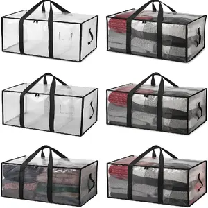 Oversized Moving Bags Or Storage Bag, Large Moving Boxes With Backpack Straps, Zippers Handles, Heavy And Duty Packing Bags For Moving, College Dorm, Christmas Decorations, 6 Pack